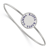 LogoArt Kappa Kappa Gamma Bracelet - Sterling S. Rhodium-Plated Enameled Slip-on Bangle - SS021KKG-7