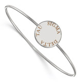 LogoArt Sigma Delta Tau Bracelet - Sterling Silver Rhodium-Plated Enameled Slip-on Bangle - SS021SDT-7