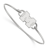 LogoArt University of Michigan Bracelet - Sterling Silver Rhodium-Plated Letter M Small Center 7 Inch Wire Bangle