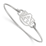 LogoArt Auburn University Bracelet - Sterling Silver Rhodium-Plated A-U Medium Center 7 Inch Wire Bangle