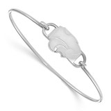 LogoArt Kansas State University Bracelet - Sterling Silver Rhodium-Plated Wildcat Small Center 7 Inch Wire Bangle