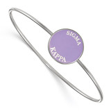 LogoArt Sigma Kappa Bracelet - Sterling Silver Rhodium-Plated Enameled Slip-on Bangle - SS022SKP-7