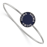 LogoArt Sigma Sigma Sigma Bracelet - Sterling S. Rhodium-Plated Enameled Slip-on Bangle - SS022SSS-7