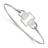 LogoArt University of Illinois Bracelet - Sterling Silver Rhodium-Plated Letter I Small Center 7 Inch Wire Bangle