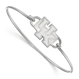 LogoArt University of Kentucky Bracelet - Sterling Silver Rhodium-Plated U-K Small Center 7 Inch Wire Bangle