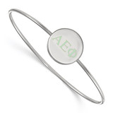 LogoArt Alpha Epsilon Phi Bracelet - Sterling S. Rhodium-Plated Enameled Slip-on Bangle - SS023AEP-7