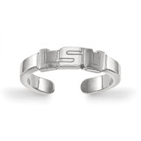 LogoArt Louisiana State University Toe Ring - Sterling Silver Rhodium-Plated L-S-U, 3 mm