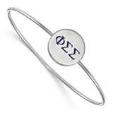 LogoArt Phi Sigma Sigma Bracelet - Sterling Silver Rhodium-Plated Enameled Slip-on Bangle - SS023PSS-7