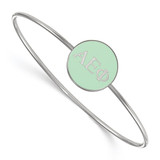 LogoArt Alpha Epsilon Phi Bracelet - Sterling S. Rhodium-Plated Enameled Slip-on Bangle - SS024AEP-7