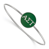 LogoArt Alpha Sigma Tau Bracelet - Sterling Silver Rhodium-Plated Enameled Slip-on Bangle - SS024ALS-7