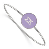 LogoArt Sigma Kappa Bracelet - Sterling Silver Rhodium-Plated Enameled Slip-on Bangle - SS024SKP-7