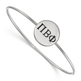 LogoArt Pi Beta Phi Bracelet - Sterling Silver Rhodium-Plated Enameled Slip-on Bangle - SS025PBP-7