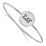 LogoArt Sigma Delta Tau Bracelet - Sterling Silver Rhodium-Plated Enameled Slip-on Bangle - SS025SDT-7