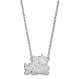 LogoArt Texas Christian University Necklace - Sterling Silver Rhodium-Plated Horned Frog Large Pendant 18 Inch