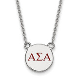 LogoArt Alpha Sigma Alpha Necklace - Sterling Silver Rhodium-Plated Sorority Greek Letters Small Color Enamel Pendant 18 Inch - SS027ASI-18