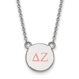 LogoArt Delta Zeta Necklace - Sterling Silver Rhodium-Plated Sorority Greek Letters Small Color Enamel Pendant 18 Inch - SS027DZ-18
