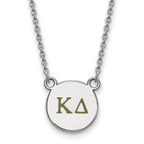 LogoArt Kappa Delta Necklace - Sterling Silver Rhodium-Plated Sorority Greek Letters Small Color Enamel Pendant 18 Inch - SS027KD-18
