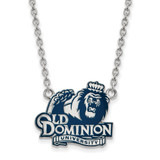 LogoArt Old Dominion University Necklace - Sterling Silver Rhodium-Plated Large Enameled Pendant 18 Inch