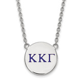 LogoArt Kappa Kappa Gamma Necklace - Sterling Silver Rhodium-Plated Sorority Greek Letters Large Color Enamel Pendant 18 Inch - SS028KKG-18