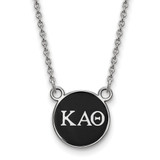 LogoArt Kappa Alpha Theta Necklace - Sterling Silver Rhodium-Plated Sorority Greek Letters Small Color Enamel Pendant 18 Inch
