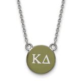 LogoArt Kappa Delta Necklace - Sterling Silver Rhodium-Plated Sorority Greek Letters Small Color Enamel Pendant 18 Inch - SS029KD-18