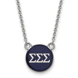LogoArt Sigma Sigma Sigma Necklace - Sterling Silver Rhodium-Plated Sorority Greek Letters Small Color Enamel Pendant 18 Inch - SS029SSS-18