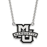 LogoArt Marquette University Necklace - Sterling Silver Rhodium-Plated Large Enameled Pendant 18 Inch