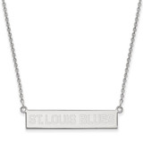LogoArt St. Louis Blues Necklace - Sterling Silver Rhodium-Plated Small Bar 18 Inch
