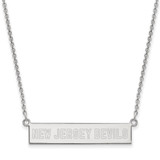 LogoArt New Jersey Devils Necklace - Sterling Silver Rhodium-Plated Small Bar 18 Inch