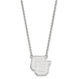 LogoArt University of Colorado Necklace - Sterling Silver Rhodium-Plated C-U Large Pendant 18 Inch