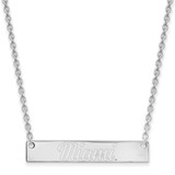 Sterling Silver Rhodium-Plated LogoArt Miami University Ohio Small Bar 18 Inch Necklace