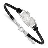 LogoArt Miami University Bracelet - Sterling Silver Rhodium-Plated Ohio Small Center Leather