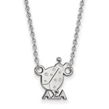 LogoArt Alpha Sigma Alpha Necklace - Sterling Silver Rhodium-Plated Sorority Symbol Extra Small Pendant 18 Inch