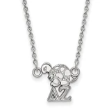 LogoArt Delta Zeta Necklace - Sterling Silver Rhodium-Plated Sorority Symbol Extra Small Pendant 18 Inch