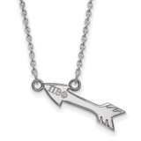 LogoArt Pi Beta Phi Necklace - Sterling Silver Rhodium-Plated Sorority Symbol Extra Small Pendant 18 Inch