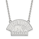 LogoArt Boston Bruins Necklace - Sterling Silver Rhodium-Plated Large Pendant 18 Inch, 31 mm Wide