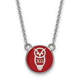 LogoArt Chi Omega Necklace - Sterling Silver Rhodium-Plated Sorority Symbol Small Color Enamel Pendant 18 Inch - SS042CHO-18
