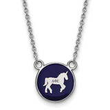 LogoArt Delta Phi Epsilon Necklace - Sterling Silver Rhodium-Plated Sorority Symbol Small Color Enamel Pendant 18 Inch - SS042DPH-18