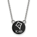 LogoArt Kappa Alpha Theta Necklace - Sterling Silver Rhodium-Plated Sorority Symbol Small Color Enamel Pendant 18 Inch - SS042KAT-18
