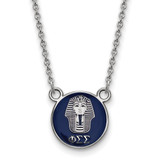 LogoArt Phi Sigma Sigma Necklace - Sterling Silver Rhodium-Plated Sorority Symbol Small Color Enamel Pendant 18 Inch - SS042PSS-18