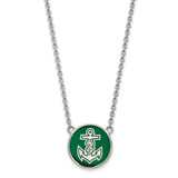 LogoArt Alpha Sigma Tau Necklace - Sterling Silver Rhodium-Plated Sorority Symbol Large Color Enamel Pendant 18 Inch - SS043ALS-18