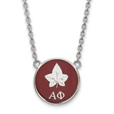 LogoArt Alpha Phi Necklace - Sterling Silver Rhodium-Plated Sorority Symbol Small Color Enamel Pendant 18 Inch, 18 mm Wide
