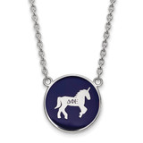 LogoArt Delta Phi Epsilon Necklace - Sterling Silver Rhodium-Plated Sorority Symbol Large Color Enamel Pendant 18 Inch - SS043DPH-18