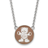 LogoArt Sigma Delta Tau Necklace - Sterling Silver Rhodium-Plated Sorority Symbol Large Color Enamel Pendant 18 Inch - SS043SDT-18