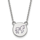 LogoArt Delta Phi Epsilon Necklace - Sterling Silver Rhodium-Plated Sorority Symbol Small Color Enamel Pendant 18 Inch - SS044DPH-18