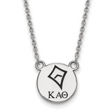 LogoArt Kappa Alpha Theta Necklace - Sterling Silver Rhodium-Plated Sorority Symbol Small Color Enamel Pendant 18 Inch - SS044KAT-18