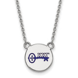LogoArt Kappa Kappa Gamma Necklace - Sterling Silver Rhodium-Plated Sorority Symbol Small Color Enamel Pendant 18 Inch - SS044KKG-18