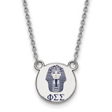 LogoArt Phi Sigma Sigma Necklace - Sterling Silver Rhodium-Plated Sorority Symbol Small Color Enamel Pendant 18 Inch - SS044PSS-18