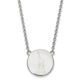 LogoArt Alpha Epsilon Phi Necklace - Sterling Silver Rhodium-Plated Sorority Symbol Large Color Enamel Pendant 18 Inch