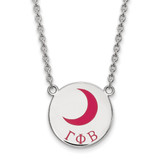 LogoArt Gamma Phi Beta Necklace - Sterling Silver Rhodium-Plated Sorority Symbol Large Color Enamel Pendant 18 Inch - SS045GPB-18